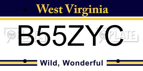 B55ZYC West Virginia License Plate