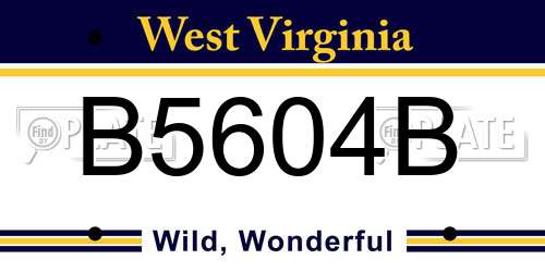 B5604B West Virginia License Plate