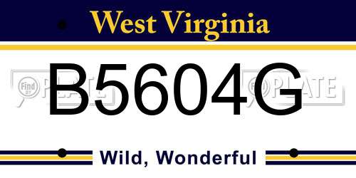 B5604G West Virginia License Plate