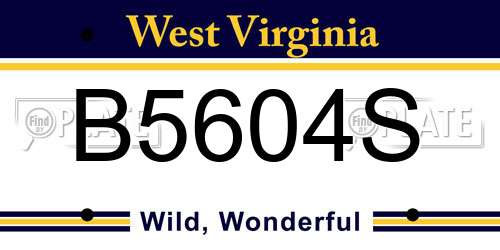 B5604S West Virginia License Plate