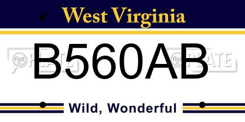 B560AB West Virginia License Plate