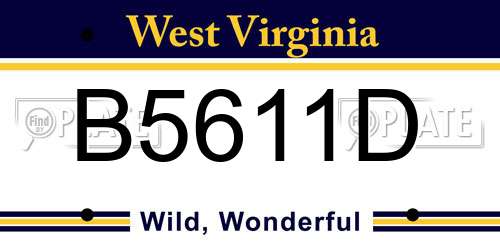 B5611D West Virginia License Plate