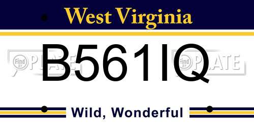 B561IQ West Virginia License Plate