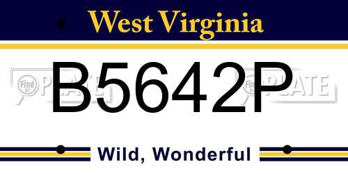 B5642P West Virginia License Plate