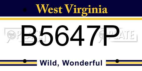 B5647P West Virginia License Plate