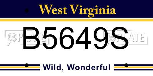 B5649S West Virginia License Plate