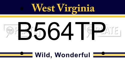 B564TP West Virginia License Plate
