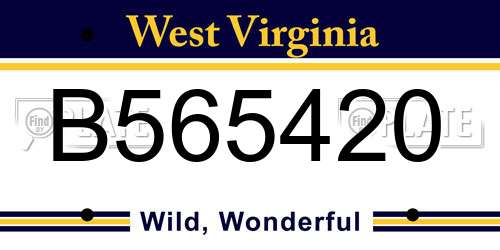 B565420 West Virginia License Plate