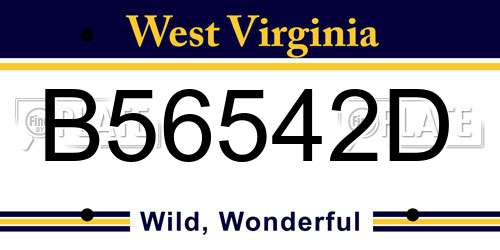 B56542D West Virginia License Plate