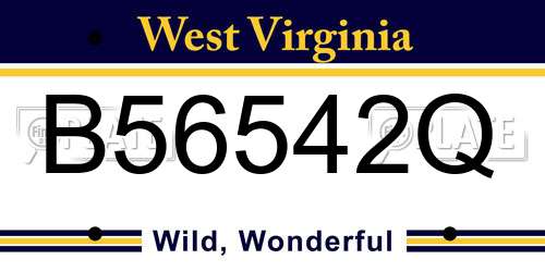 B56542Q West Virginia License Plate