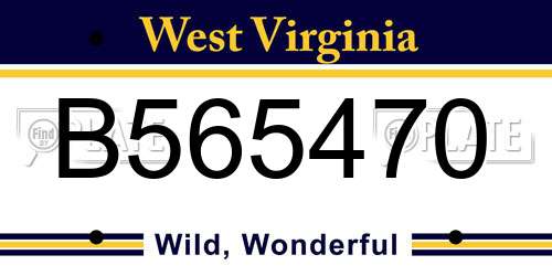 B565470 West Virginia License Plate