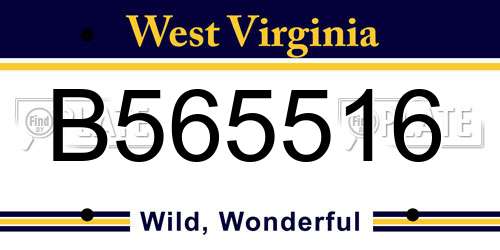 B565516 West Virginia License Plate