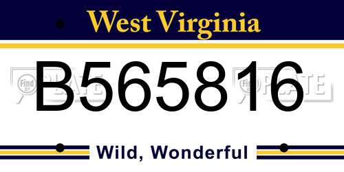 B565816 West Virginia License Plate