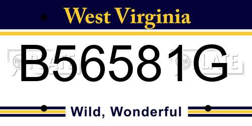 B56581G West Virginia License Plate