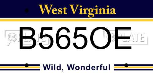 B565OE West Virginia License Plate