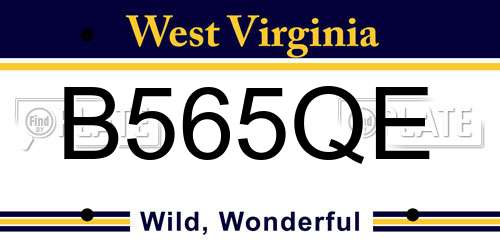 B565QE West Virginia License Plate