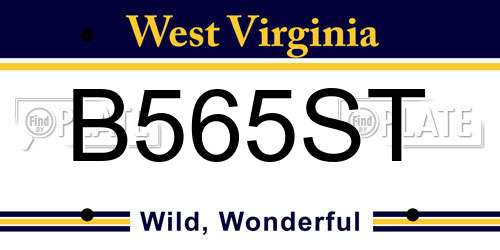 B565ST West Virginia License Plate