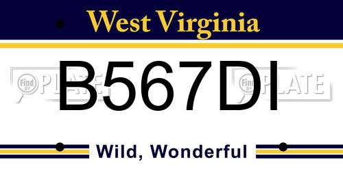 B567DI West Virginia License Plate