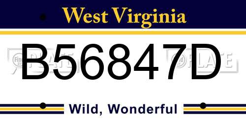 B56847D West Virginia License Plate