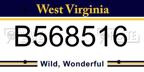 B568516 West Virginia License Plate