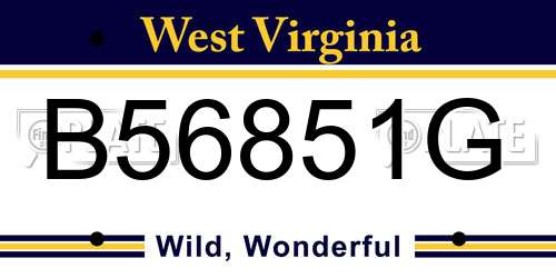B56851G West Virginia License Plate