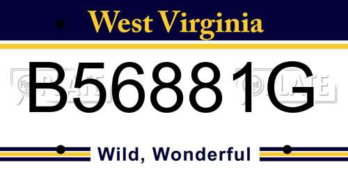 B56881G West Virginia License Plate