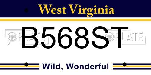 B568ST West Virginia License Plate
