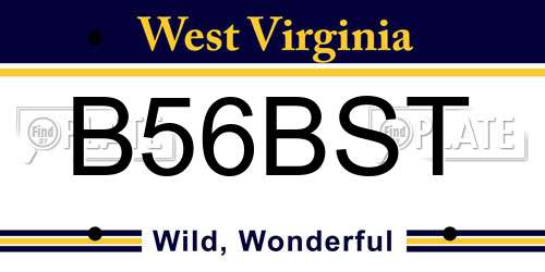 B56BST West Virginia License Plate