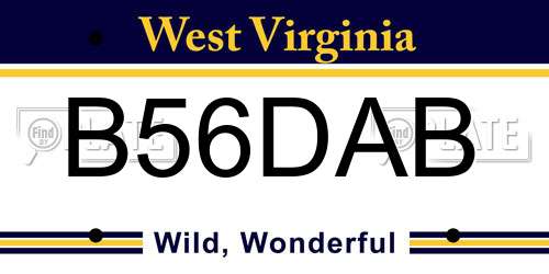 B56DAB West Virginia License Plate