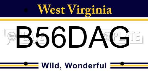 B56DAG West Virginia License Plate