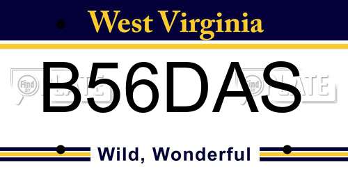 B56DAS West Virginia License Plate