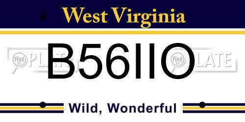 B56IIO West Virginia License Plate