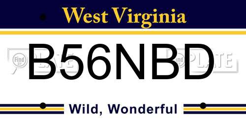 B56NBD West Virginia License Plate