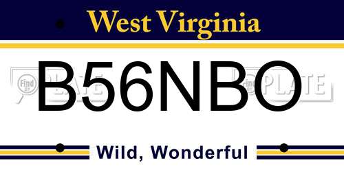 B56NBO West Virginia License Plate