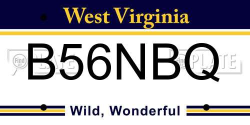 B56NBQ West Virginia License Plate