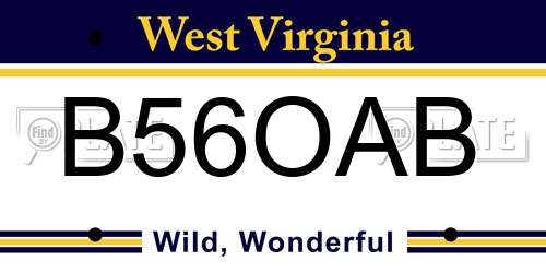 B56OAB West Virginia License Plate