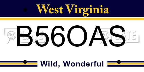 B56OAS West Virginia License Plate