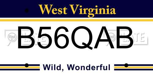 B56QAB West Virginia License Plate