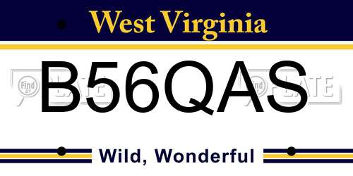 B56QAS West Virginia License Plate