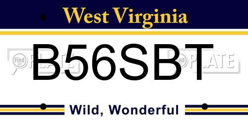 B56SBT West Virginia License Plate