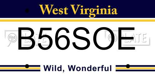 B56SOE West Virginia License Plate