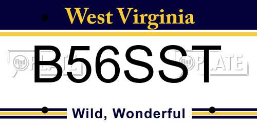 B56SST West Virginia License Plate