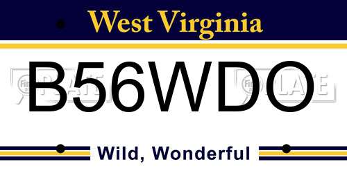 B56WDO West Virginia License Plate
