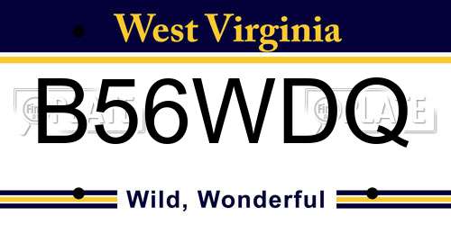 B56WDQ West Virginia License Plate