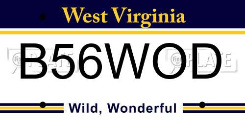 B56WOD West Virginia License Plate