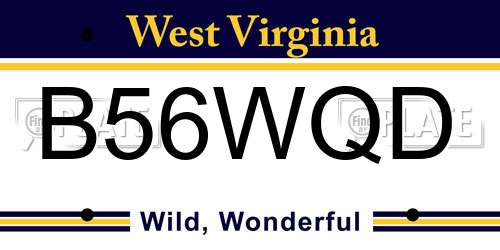 B56WQD West Virginia License Plate