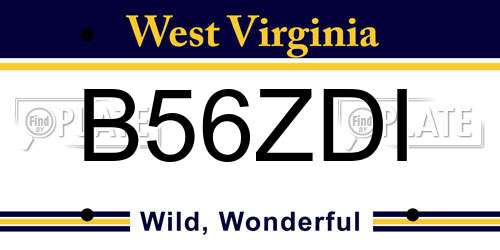 B56ZDI West Virginia License Plate