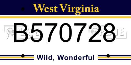 B570728 West Virginia License Plate