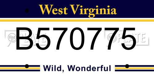 B570775 West Virginia License Plate