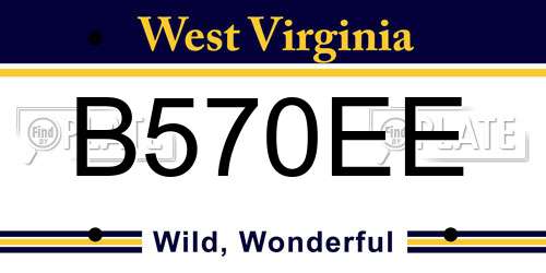 B570EE West Virginia License Plate